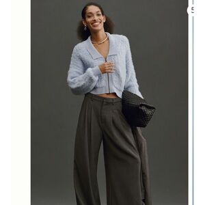 NWT Anthropologie Zip-Up Brushed Collared Sweater Cardigan